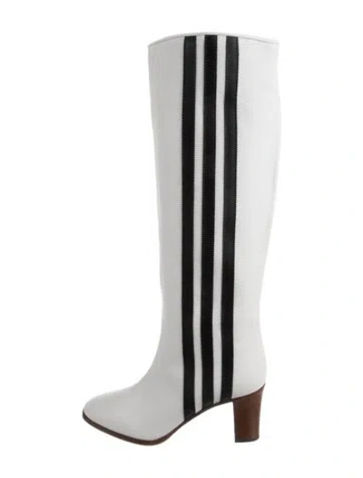 Pre-owned Gucci Leather Striped Boots In White