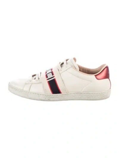 Pre-owned Gucci Leather Striped Sneakers In Neutral