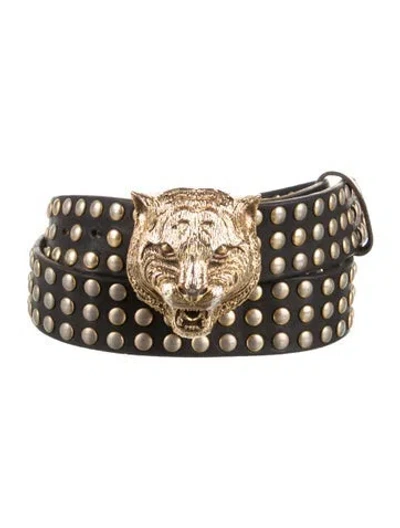 Pre-owned Gucci Leather Studded Accents Belt In Black