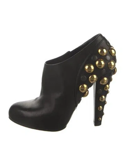 Pre-owned Gucci Leather Studded Accents Boots In Black