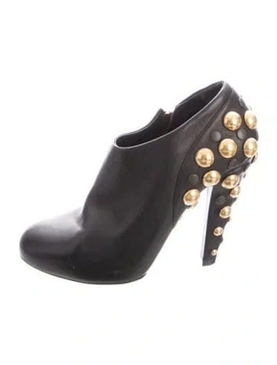 Pre-owned Gucci Leather Studded Accents Boots In Black
