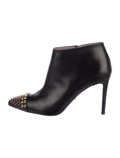 Pre-owned Gucci Leather Studded Accents Boots In Black