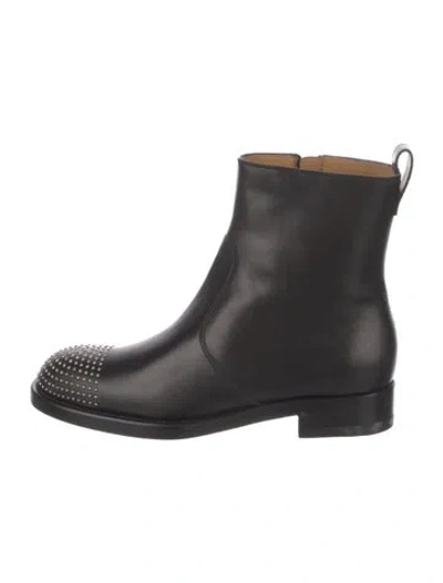 Pre-owned Gucci Leather Studded Accents Chelsea Boots In Black