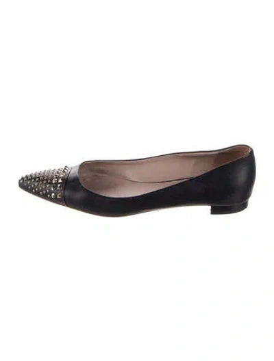 Pre-owned Gucci Leather Studded Accents Flats In Black
