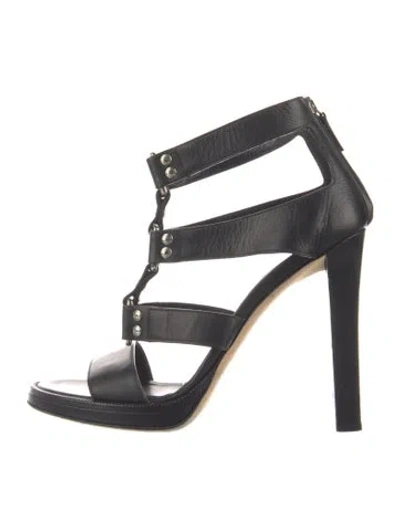 Pre-owned Gucci Leather Studded Accents Gladiator Sandals In Black