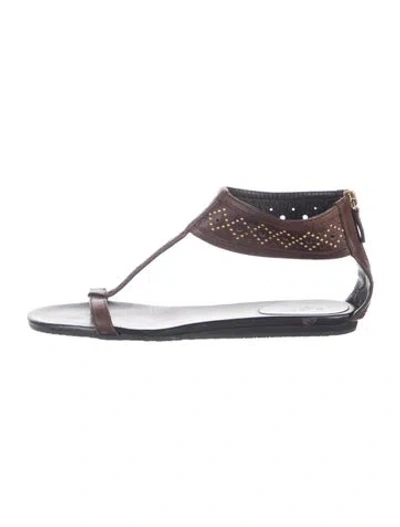 Pre-owned Gucci Leather Studded Accents Gladiator Sandals In Blue