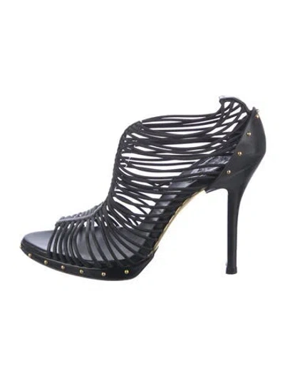Pre-owned Gucci Leather Studded Accents Mules In Black