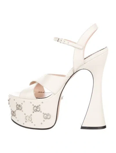 Pre-owned Gucci Leather Studded Accents Sandals In Neutral