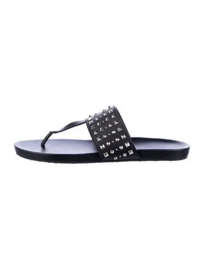 Pre-owned Gucci Leather Studded Accents Slides In Blue