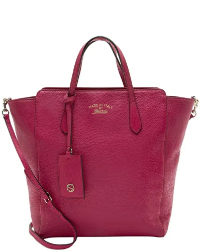 Gucci Leather Swing Tall Tote (authentic Pre-loved) In Red