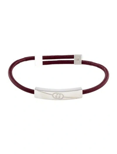Pre-owned Gucci Leather Tag Bracelet In Red