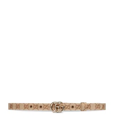 Gucci Leather Thin Marmont Belt In Beige