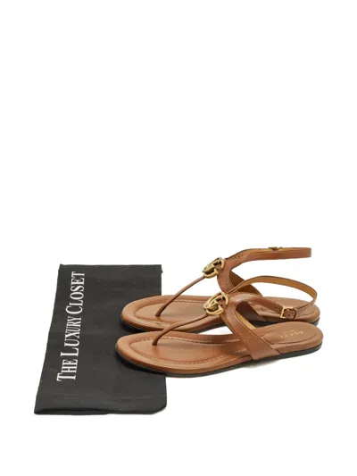 Pre-owned Gucci Leather Thong Dlat Sandals In Brown
