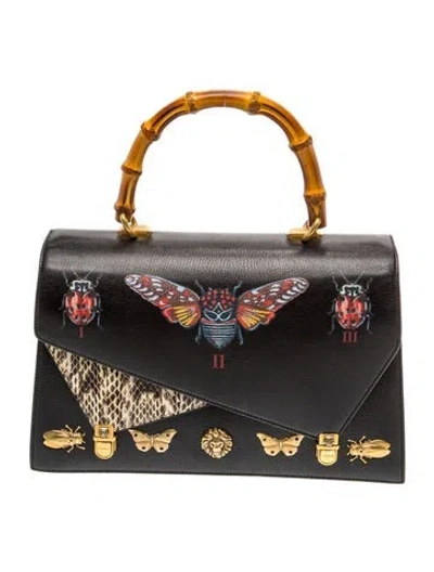 Pre-owned Gucci Leather Top Handle Bag In Black
