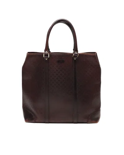 Gucci Leather Tote Bag In Red