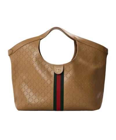 Gucci Leather Tote Bag In Brown