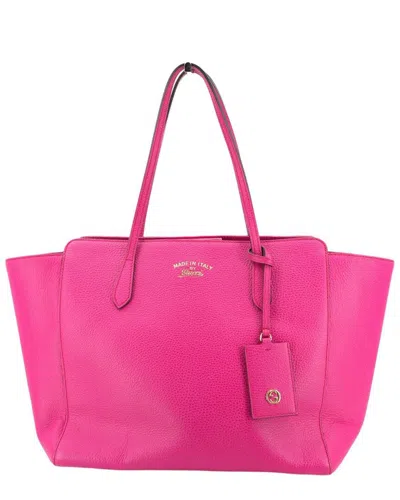 Gucci Leather Tote Bag Swing (authentic Pre-loved) In Pink