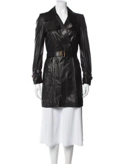 Pre-owned Gucci Leather Trench Coat In Black