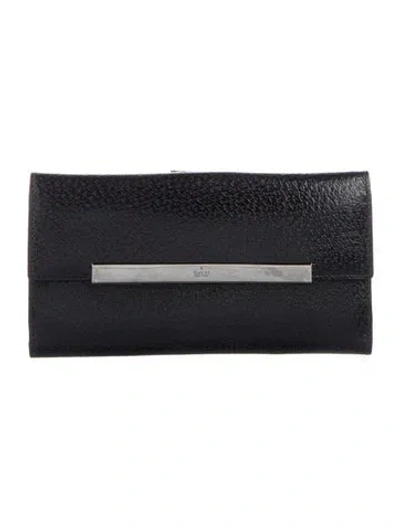Pre-owned Gucci Leather Trifold Wallet In Black
