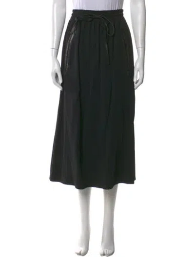 Pre-owned Gucci Leather Trim Embellishment Midi Length Skirt In Black