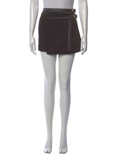 Pre-owned Gucci Leather Trim Embellishment Mini Skirt In Black