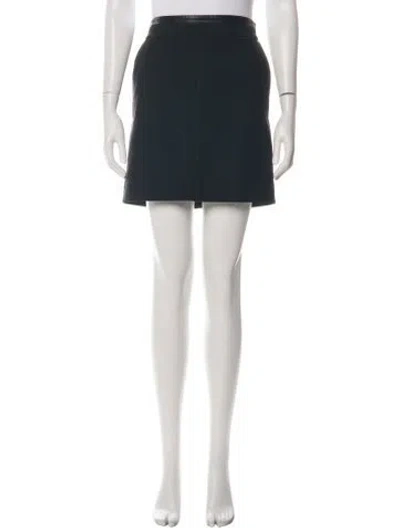 Pre-owned Gucci Leather Trim Embellishment Mini Skirt In Black