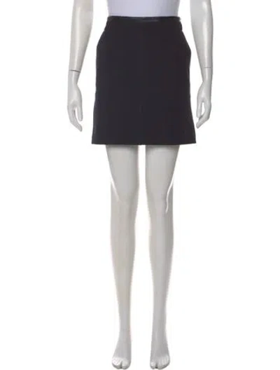 Pre-owned Gucci Leather Trim Embellishment Mini Skirt In Black
