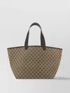 Gucci Leather Trim Tote Bag With Dual Handles