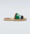 Gucci Leather-trimmed Espadrilles Slides In Green