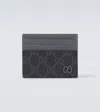 Gucci Leather-trimmed Gg Canvas Card Holder In Black