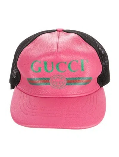 Pre-owned Gucci Leather Trucker Hat In Pink
