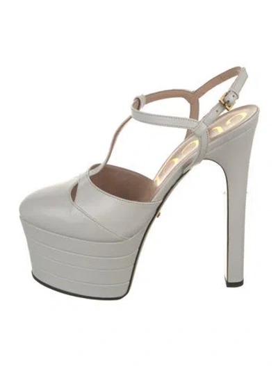 Pre-owned Gucci Leather T-strap Pumps In White