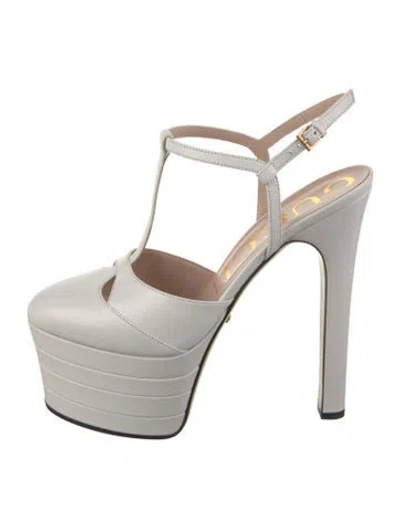 Pre-owned Gucci Leather T-strap Pumps In White
