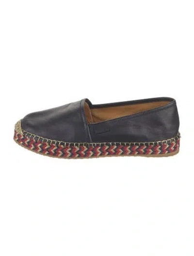 Pre-owned Gucci Leather Tweed Pattern Espadrilles In Blue