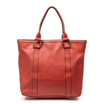 Pre-owned Gucci Leather Vertical Bamboo Bar Shopper In Red