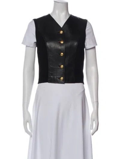 Pre-owned Gucci Leather Vest In Black