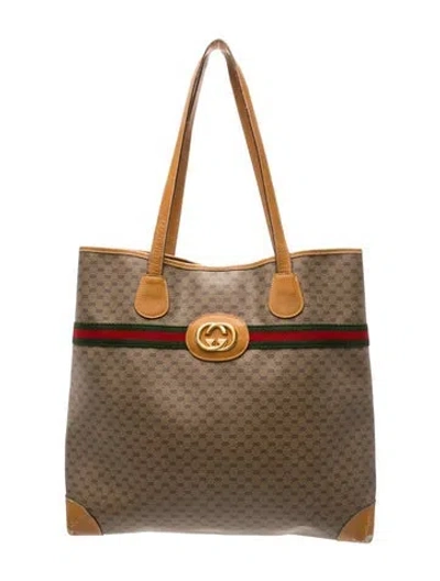 Pre-owned Gucci Leather Vintage Tote Large In Multi