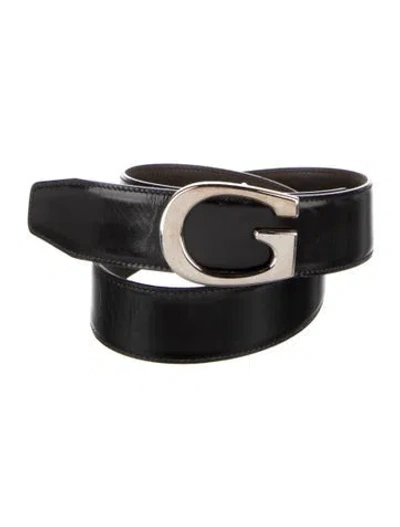 Pre-owned Gucci Leather Waist Belt In Black