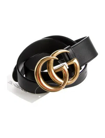 Pre-owned Gucci Leather Waist Belt In Black