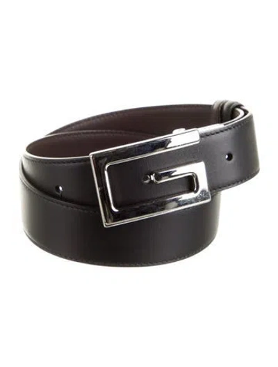 Pre-owned Gucci Leather Waist Belt In Black