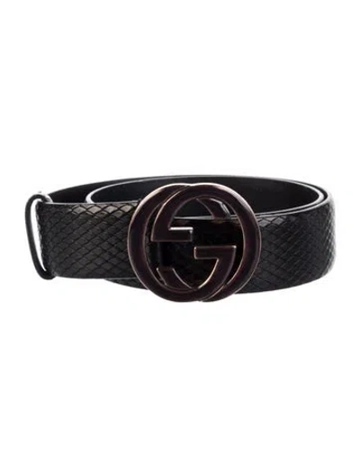 Pre-owned Gucci Leather Waist Belt In Black