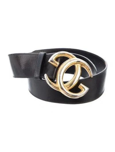 Pre-owned Gucci Leather Waist Belt In Black