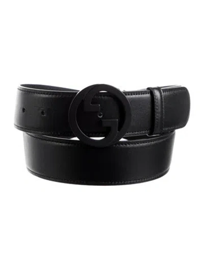 Pre-owned Gucci Leather Waist Belt In Black