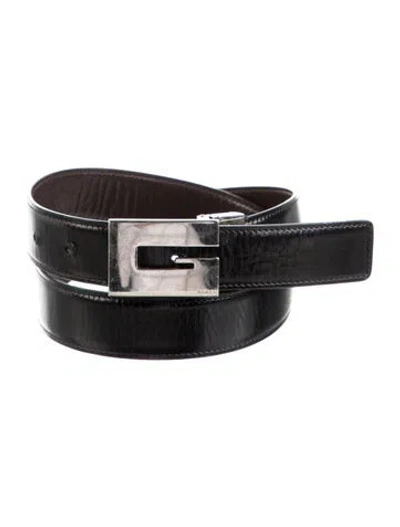 Pre-owned Gucci Leather Waist Belt In Black