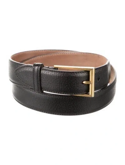 Pre-owned Gucci Leather Waist Belt In Black