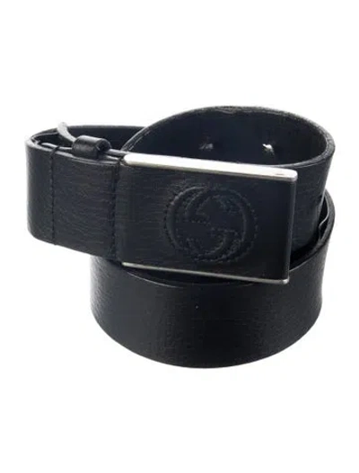Pre-owned Gucci Leather Waist Belt In Black