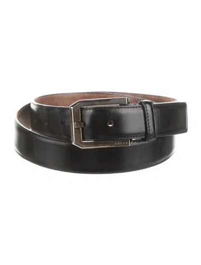 Pre-owned Gucci Leather Waist Belt In Black