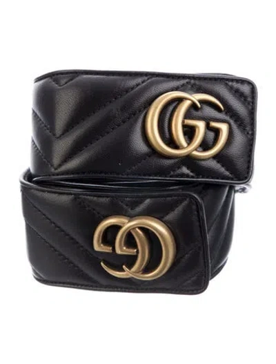 Pre-owned Gucci Leather Waist Belt In Black