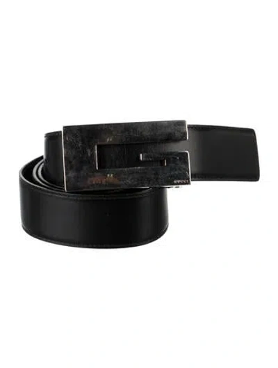 Pre-owned Gucci Leather Waist Belt In Black