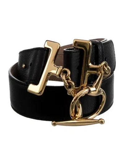 Pre-owned Gucci Leather Waist Belt In Black